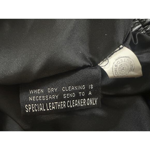 Vintage Wilsons Leather Bomber Motorcycle Jacket Asymmetric Zip Moto Black XL - Picture 15 of 16